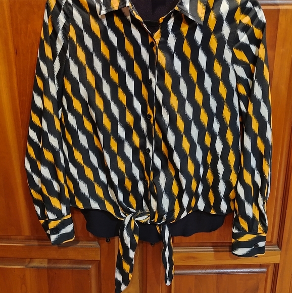 MICHAEL Michael Kors Button Down Tie Blouse - Picture 2 of 8